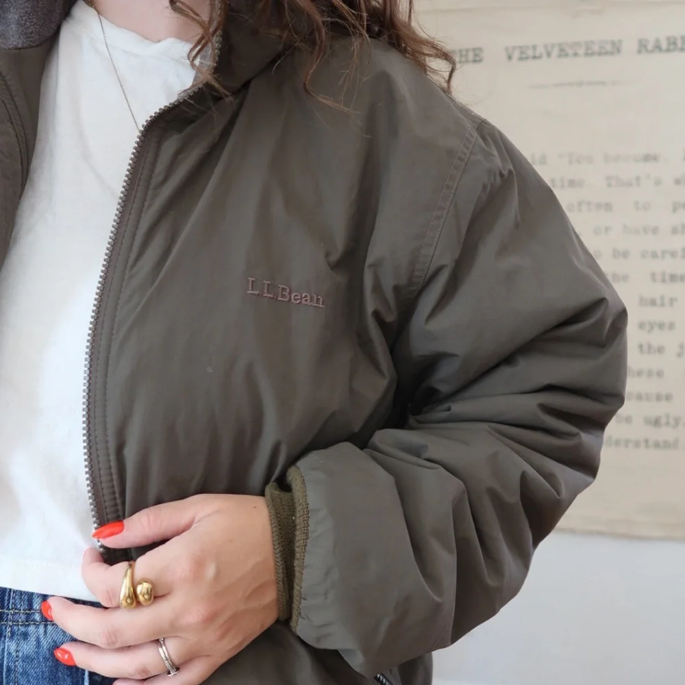 LL Bean Men's Warm-Up Jacket, Fleece Lined | size medium - Picture 3 of 7